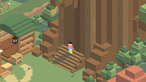 The woodcutter chopping the giant tree